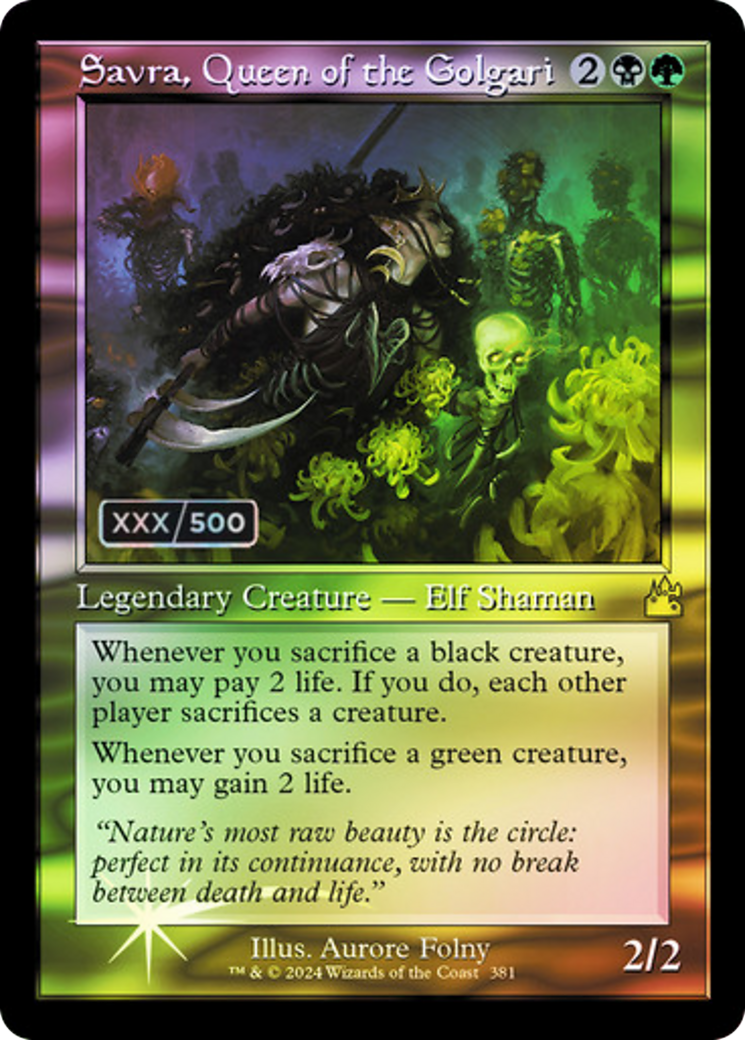 Savra, Queen of the Golgari (Retro Frame) (Serial Numbered) (381) [Ravnica Remastered] foil - Deck Out Gaming