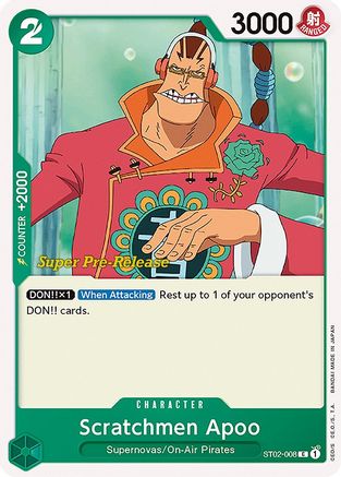 Scratchmen Apoo (ST02-008) [Super Pre-Release Starter Deck 2: Worst Generation] - Deck Out Gaming