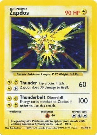 Zapdos (16) [Base Set] Holofoil - Deck Out Gaming