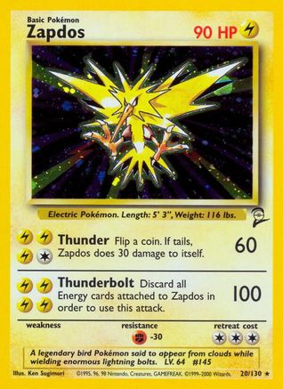 Zapdos (20) [Base Set 2] Holofoil - Deck Out Gaming