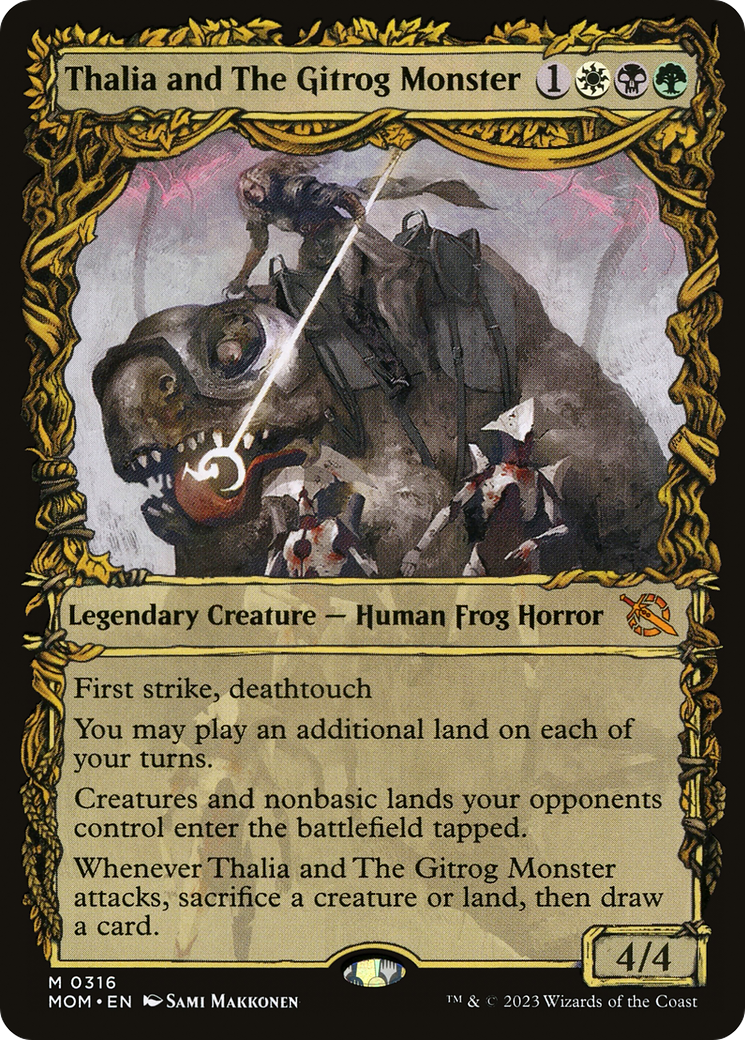 Thalia and The Gitrog Monster (Showcase) (316) [March of the Machine] foil - Deck Out Gaming