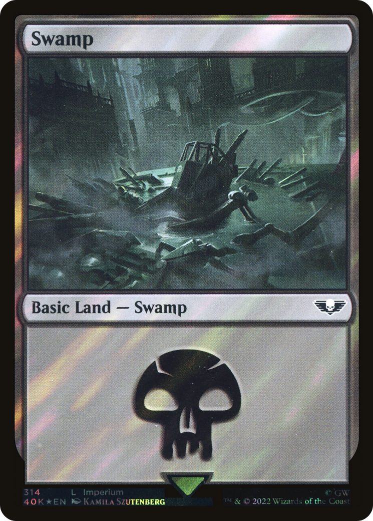 Swamp (314) (Surge Foil) (314) [Warhammer 40,000 Commander] foil - Deck Out Gaming