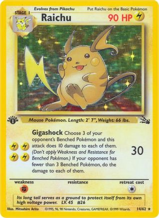 Raichu (14) [Fossil] 1st Edition Holofoil - Deck Out Gaming