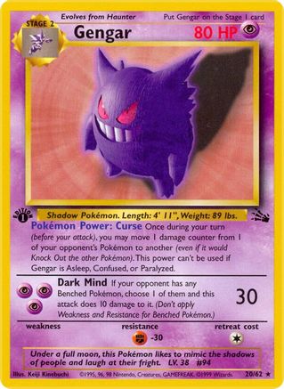 Gengar (20) (20) [Fossil] 1st Edition - Deck Out Gaming