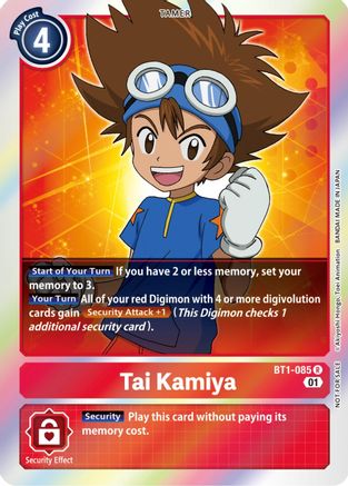 Tai Kamiya - BT1-085 (ST-11 Special Entry Pack) (BT1-085) [Release Special Booster] Foil - Deck Out Gaming