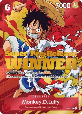 Monkey.D.Luffy (Super Pre-Release) [Winner] (P-001) [One Piece Promotion Cards] Foil - Deck Out Gaming