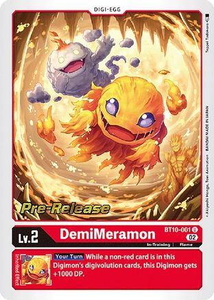 DemiMeramon (BT10-001) [Xros Encounter Pre-Release Cards] Foil - Deck Out Gaming