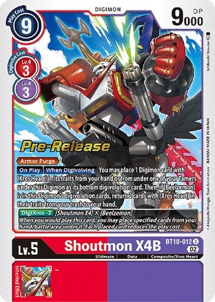 Shoutmon X4B (BT10-012) [Xros Encounter Pre-Release Cards] Foil - Deck Out Gaming