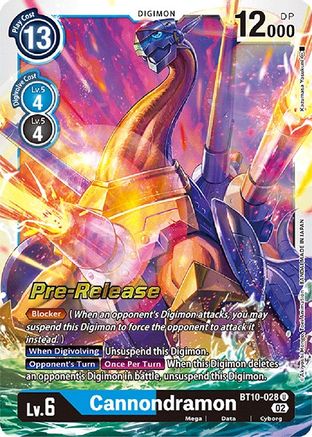 Cannondramon (BT10-028) [Xros Encounter Pre-Release Cards] Foil - Deck Out Gaming