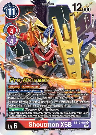 Shoutmon X5B (BT10-015) [Xros Encounter Pre-Release Cards] Foil - Deck Out Gaming