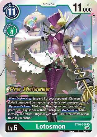 Lotosmon (BT10-056) [Xros Encounter Pre-Release Cards] Foil - Deck Out Gaming