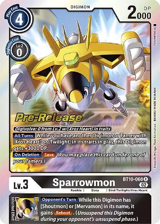 Sparrowmon (BT10-060) [Xros Encounter Pre-Release Cards] Foil - Deck Out Gaming