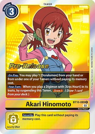 Akari Hinomoto (BT10-089) [Xros Encounter Pre-Release Cards] Foil - Deck Out Gaming