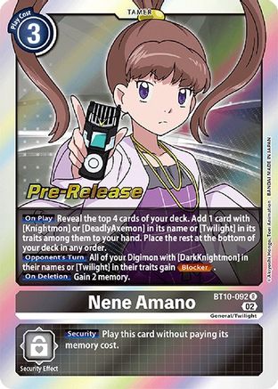 Nene Amano (BT10-092) [Xros Encounter Pre-Release Cards] Foil - Deck Out Gaming