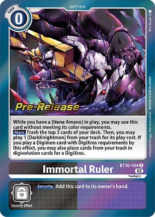 Immortal Ruler (BT10-104) [Xros Encounter Pre-Release Cards] Foil - Deck Out Gaming