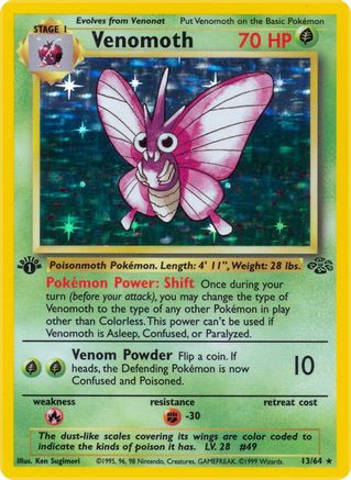 Venomoth (13) [Jungle] 1st Edition Holofoil - Deck Out Gaming