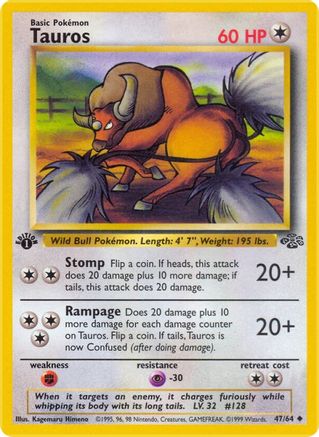 Tauros (47) [Jungle] 1st Edition - Deck Out Gaming