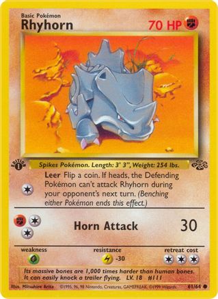 Rhyhorn (61) [Jungle] 1st Edition - Deck Out Gaming