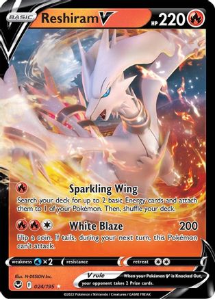 Reshiram V (024/195) [Sword & Shield: Silver Tempest] - Deck Out Gaming