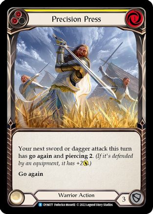 Precision Press (Yellow) (DYN077) [Dynasty] Rainbow Foil - Deck Out Gaming