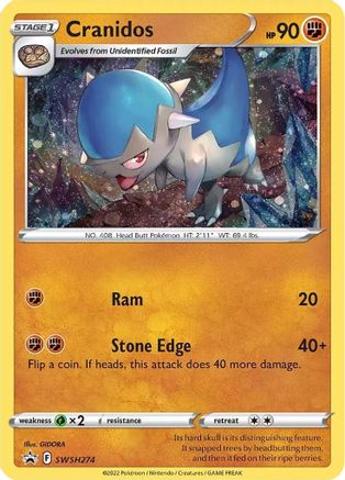 Cranidos - SWSH274 (SWSH274) [SWSH: Sword & Shield Promo Cards] Holofoil - Deck Out Gaming