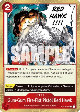 Gum-Gum Fire-Fist Pistol Red Hawk (OP01-026) [Romance Dawn] Foil - Deck Out Gaming