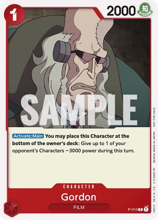 Gordon (One Piece Film Red) (P-013) [One Piece Promotion Cards] - Deck Out Gaming