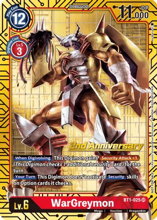 WarGreymon (2nd Anniversary Card Set) (BT1-025) [Release Special Booster] Foil - Deck Out Gaming