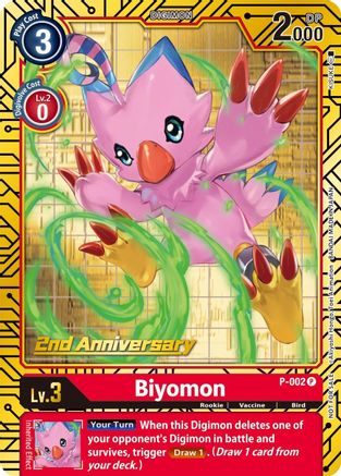 Biyomon - P-002 (2nd Anniversary Card Set) (P-002) [Digimon Promotion Cards] Foil - Deck Out Gaming