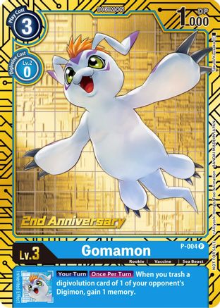 Gomamon - P-004 (2nd Anniversary Card Set) (P-004) [Digimon Promotion Cards] Foil - Deck Out Gaming