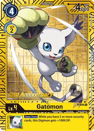 Gatomon - P-006 (2nd Anniversary Card Set) (P-006) [Digimon Promotion Cards] Foil - Deck Out Gaming