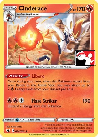 Cinderace (34) [Prize Pack Series Cards] - Deck Out Gaming