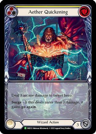 Aether Quickening (Yellow) - FAB113 (FAB113) [Flesh and Blood: Promo Cards] Rainbow Foil - Deck Out Gaming