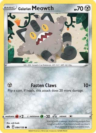 Galarian Meowth (84) [Crown Zenith] Reverse Holofoil - Deck Out Gaming