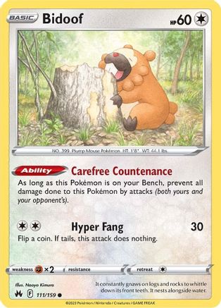 Bidoof (111/159) [Sword & Shield: Crown Zenith] - Deck Out Gaming
