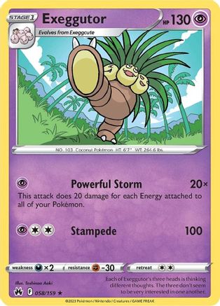 Exeggutor (058/159) [Sword & Shield: Crown Zenith] Reverse Holofoil - Deck Out Gaming