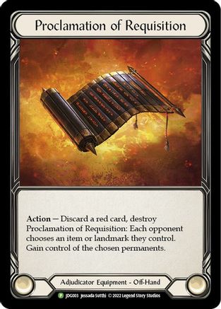 Proclamation of Requisition - JDG003 (JDG003) [Flesh and Blood: Promo Cards] Cold Foil - Deck Out Gaming