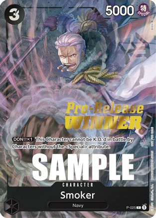 Smoker (Pre-Release) [Winner] (P-025) [One Piece Promotion Cards] Foil - Deck Out Gaming