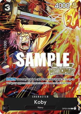 Koby (Offline Regional 2023) [Participant] (OP02-098) [One Piece Promotion Cards] Foil - Deck Out Gaming