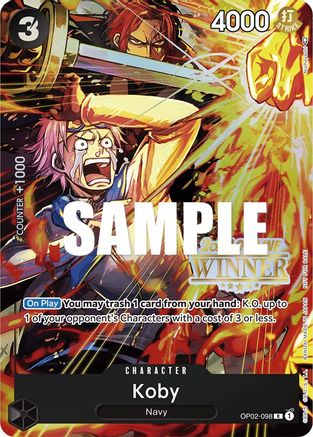 Koby (Offline Regional 2023) [Winner] (OP02-098) [One Piece Promotion Cards] Foil - Deck Out Gaming