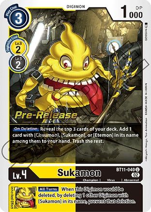 Sukamon (BT11-040) [Dimensional Phase Pre-Release Cards] Foil - Deck Out Gaming