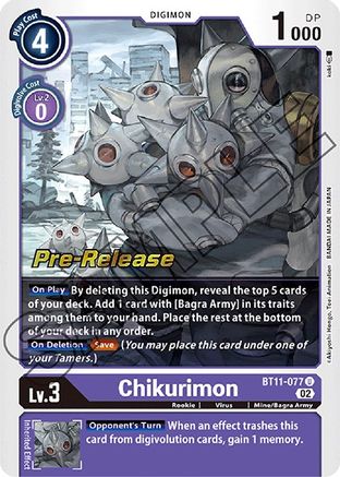 Chikurimon (BT11-077) [Dimensional Phase Pre-Release Cards] Foil - Deck Out Gaming