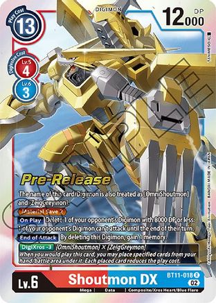 Shoutmon DX (BT11-018) [Dimensional Phase Pre-Release Cards] Foil - Deck Out Gaming