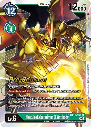 HerculesKabuterimon (X Antibody) (BT11-058) [Dimensional Phase Pre-Release Cards] Foil - Deck Out Gaming