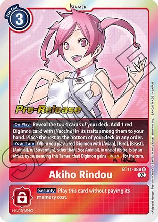 Akiho Rindou (BT11-089) [Dimensional Phase Pre-Release Cards] Foil - Deck Out Gaming