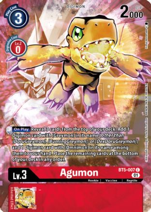 Agumon - BT5-007 (Digimon Royal Knights Card Set) (BT5-007) [Battle of Omni] Foil - Deck Out Gaming