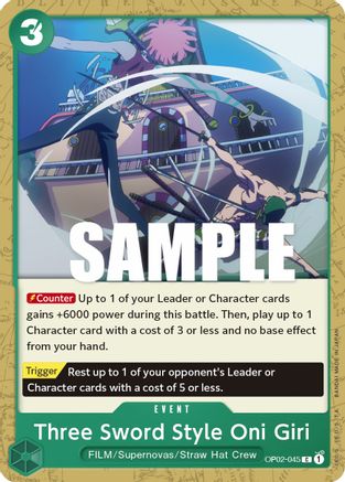 Three Sword Style Oni Giri (OP02-045) [Paramount War] - Deck Out Gaming
