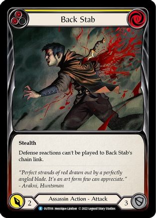 Back Stab (Yellow) (OUT016) [Outsiders] Rainbow Foil - Deck Out Gaming