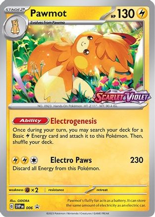 Pawmot - 006 (Prerelease) (6) [SV: Scarlet & Violet Promo Cards] Holofoil - Deck Out Gaming