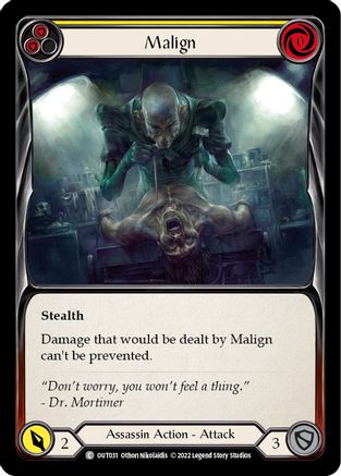 Malign (Yellow) (OUT031) [Outsiders] Rainbow Foil - Deck Out Gaming